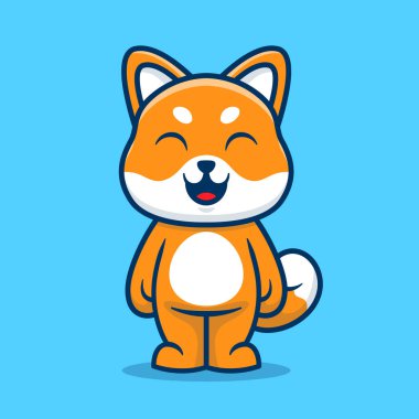 Şirin shiba inu dog karikatür vektör çizimi izole edildi