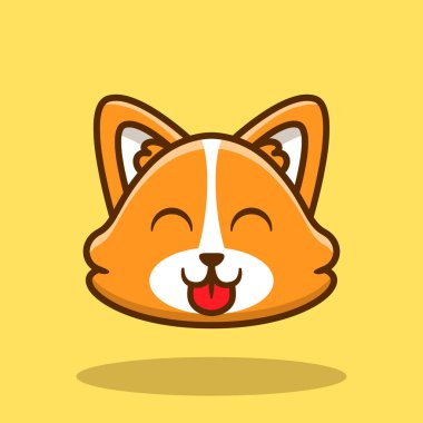 Şirin Corgi Dog Baş Vektör Çizgi Filmi Çizimi