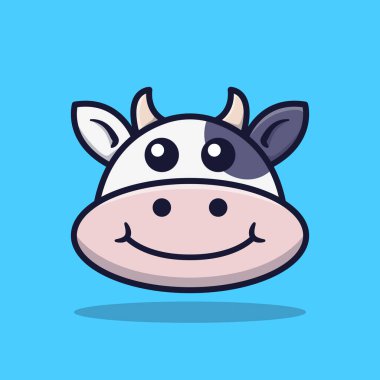 Şirin İnek Baş Vektör İllüstrasyonu İzole Edildi