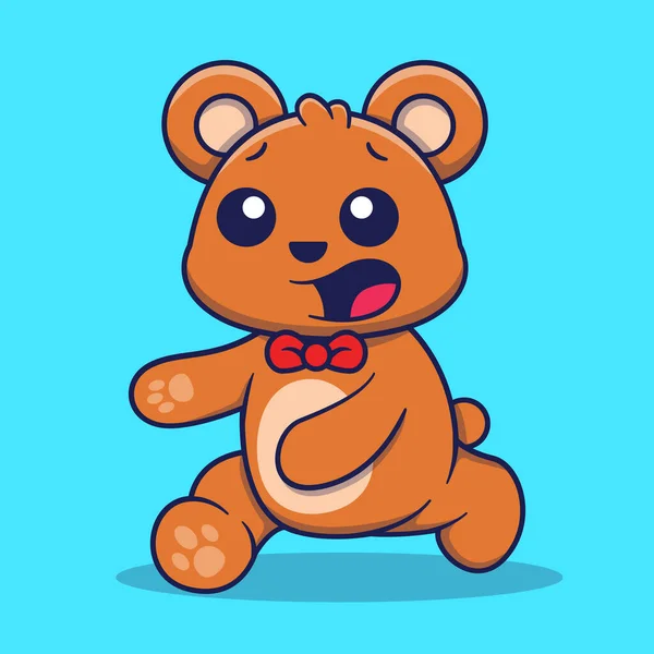 Mascote Urso Bonito Correndo Assustado Desenho Animado Vector Ilustração — Vetor de Stock