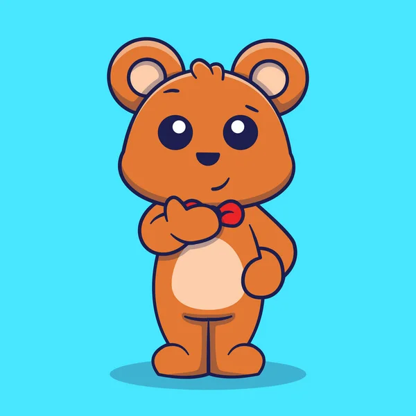 Mascote Urso Bonito Pensamento Vetor Desenho Animado Ilustração — Vetor de Stock