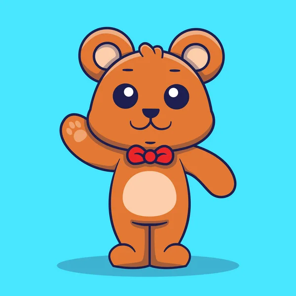 Cute Niedźwiedź Macha Maskotka Logo Wektor Ilustracja — Wektor stockowy