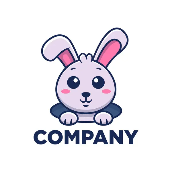 Leuke Bunny Logo Vector Cartoon Illustratie — Stockvector
