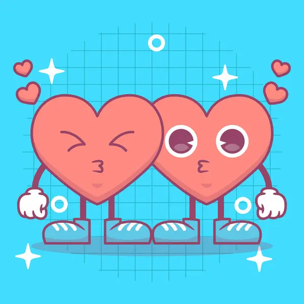 Coração Engraçado Personagem Desenho Animado Feliz Dia Dos Namorados Máscara Ilustrações De Stock Royalty-Free