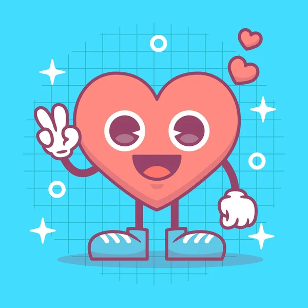Coração Engraçado Personagem Desenho Animado Feliz Dia Dos Namorados Máscara Ilustração De Stock