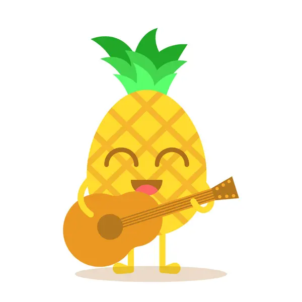 Caráter Bonito Frutas Abacaxi Tocando Guitarra Ilustração Vetorial Frutas Isoladas Gráficos De Vetores