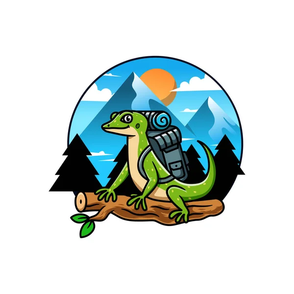 Gecko Mascote Logotipo Livre Tema Vetor Desenho Animado Ilustração Vetor De Stock