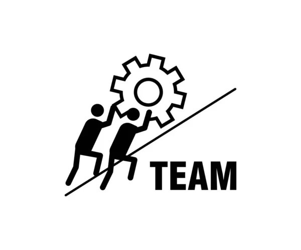 flat icon design in teamwork concept with gear