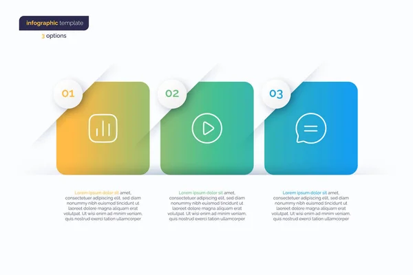 Abstract Vector Gradient Minimalistic Infographic Template Composed Rounded Squares — Stockvektor