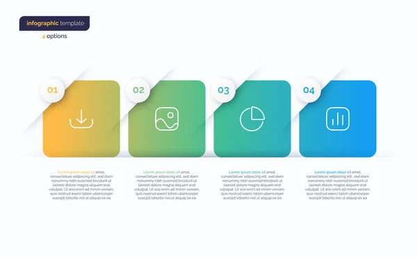 Abstract Vector Gradient Minimalistic Infographic Template Composed Rounded Squares — Stockvektor