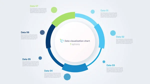 stock vector Vector pie chart infographic template in the form of pie chart divided by 7 parts.