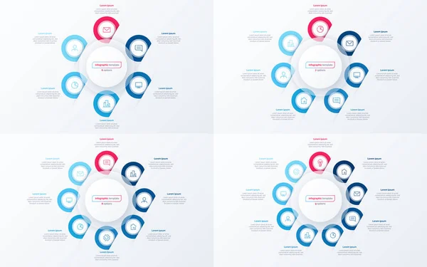 Σύνολο Infographic Template Σχεδιασμού Κύκλου Επιλογές Εικονογράφηση Διανύσματος — Διανυσματικό Αρχείο