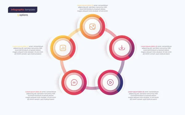 stock vector Five option circle infographic design template. Vector illustration.