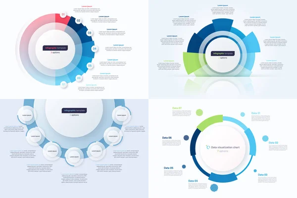 Seven Option Circle Infographic Design Templates Vector Illustration —  Vetores de Stock