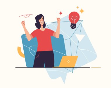 Yaratıcılık, yenilikçi fikirler, hayal gücü ve ilham üzerine vektör illüstrasyon.