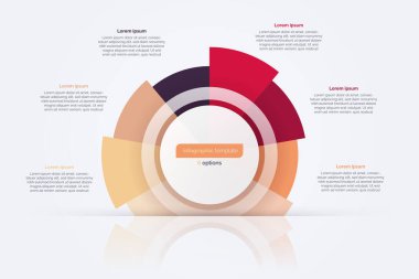 Six option circle infographic diagram. Vector illustration.