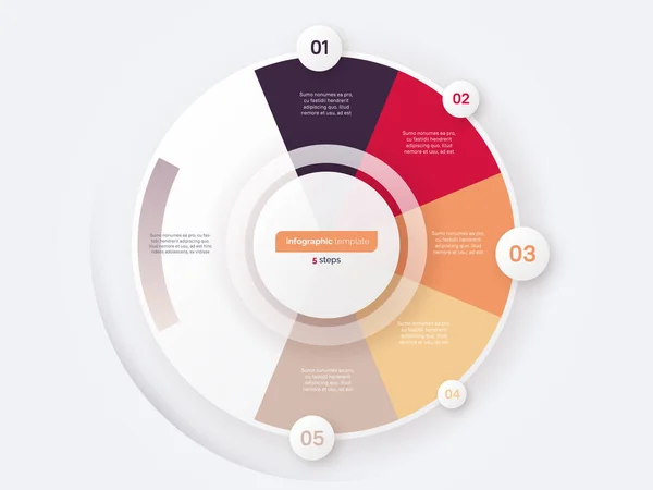 Five Option Circle Infographic Diagram Vector Illustration —  Vetores de Stock