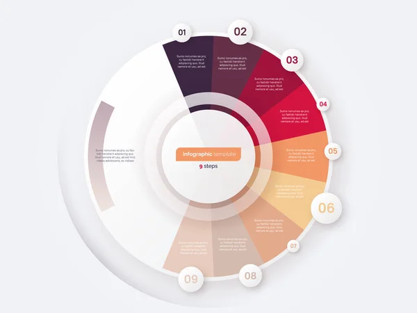 Εννέα Διάγραμμα Infographic Κύκλων Επιλογής Εικονογράφηση Διανύσματος — Διανυσματικό Αρχείο