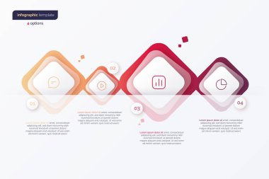 4 yuvarlak kareden oluşan vektör gradyan minimalistik bilgi şablonu.