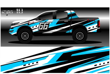 Car decal wrap design, truck and cargo van wrap vector. Graphic abstract stripe designs for vehicle, race, advertisement, adventure and livery car clipart