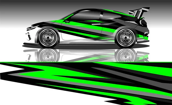 Rennwagen Wrap Design Grafik Vektor Illustration — Stockvektor