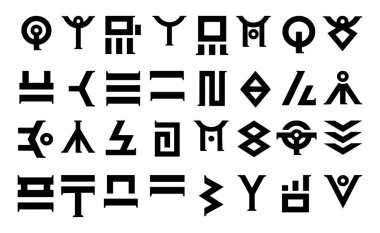 Zodiac sembollerinin siyah düz simgelerinin vektör kümesi