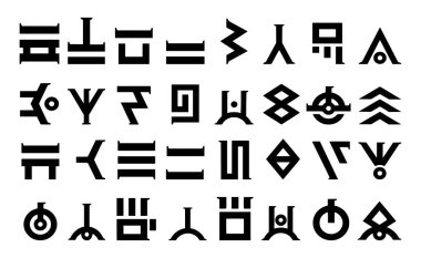 Zodiac sembollerinin siyah düz simgelerinin vektör kümesi