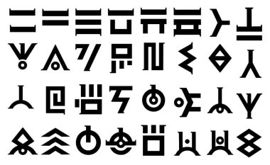 Zodiac sembollerinin siyah düz simgelerinin vektör kümesi