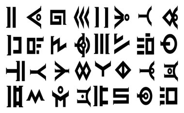 Zodiac sembollerinin siyah düz simgelerinin vektör kümesi