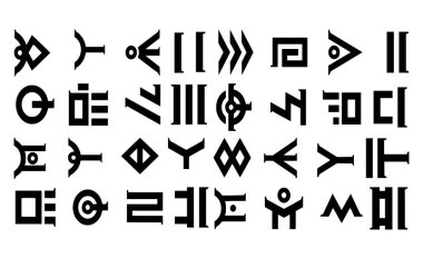 Zodiac sembollerinin siyah düz simgelerinin vektör kümesi