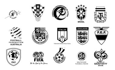 Futbol takımının logosu. Futbol, futbol, futbol amblemi ve rozet tasarımı unsurları. vektör illüstrasyonu