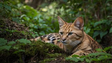 Çimlerde kaplan kedisi