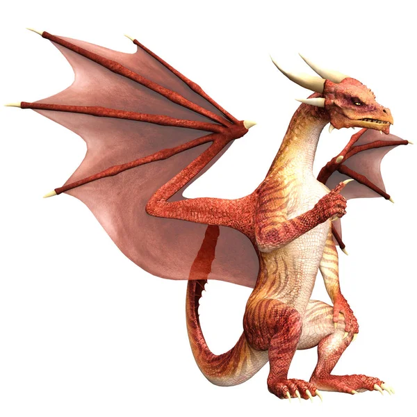 Red Dragon Sitting Render — Stock Photo, Image