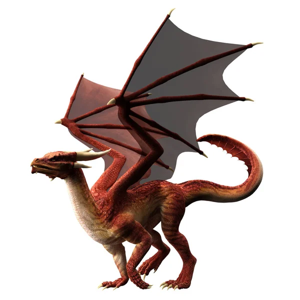 Красный Дракон Ходячий Рендер — стоковое фото