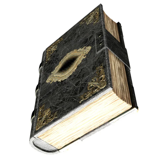 Παραμυθένιο Βιβλίο Grimoire Καθιστούν Απομονωμένο Λευκό Φόντο — Φωτογραφία Αρχείου