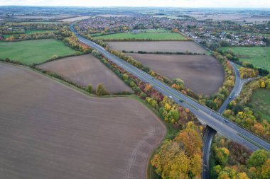 Aerial View of British Roads at Countryside