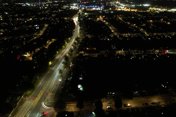 Vista Aérea Las Autopistas Por Noche — Foto de Stock