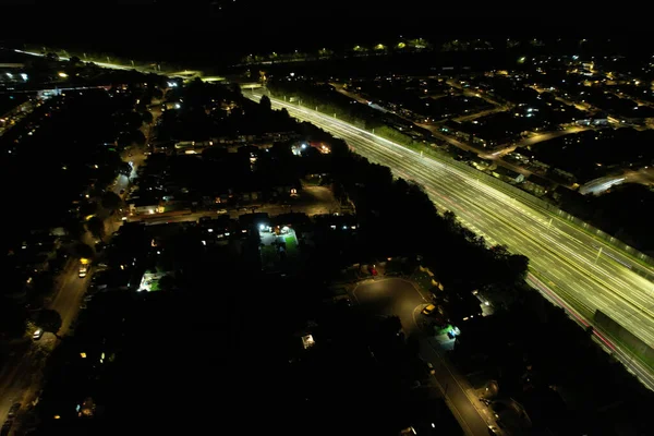 stock image Aerial View of Motorways at Night