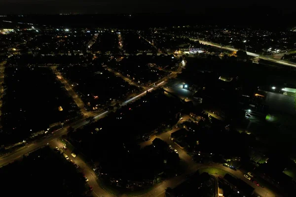 Luchtfoto Van Snelwegen Nachts — Stockfoto