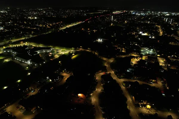 Gece Otoyollarının Hava Görüntüsü