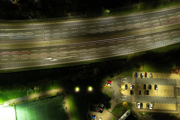Gece Otoyollarının Hava Görüntüsü