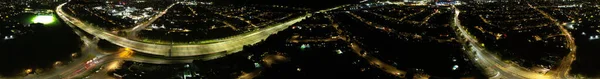 Αεροφωτογραφία Των Αυτοκινητοδρόμων Νύχτα — Φωτογραφία Αρχείου