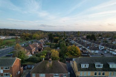 Gün batımında Şehrin Hava Görüntüsü