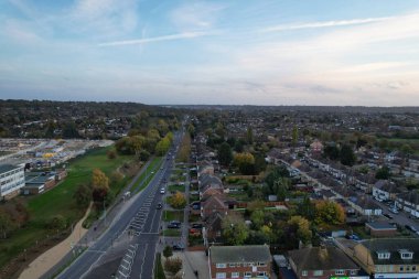 Gün batımında Şehrin Hava Görüntüsü