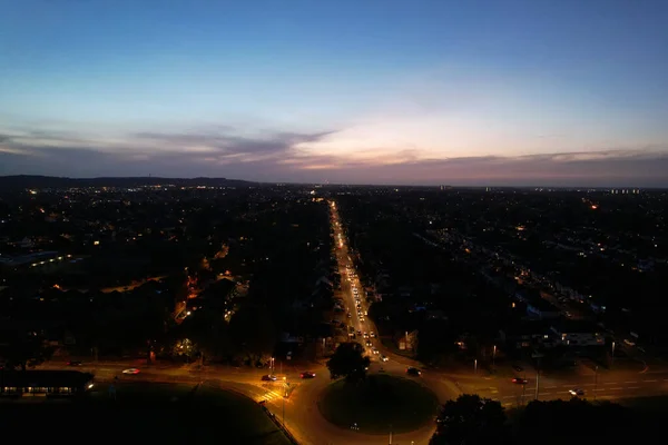 Luftaufnahme Der Stadt Bei Sonnenuntergang — Stockfoto
