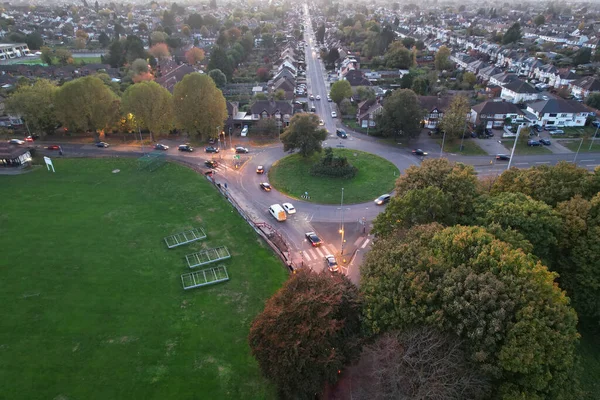 stock image Aerial View of City During Sunset