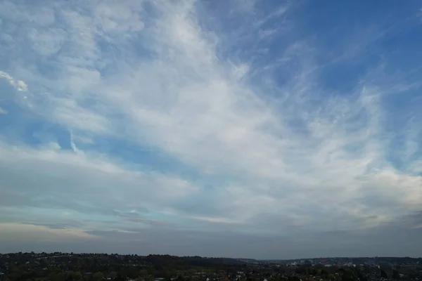 High Angle View City Clouds Air View City Drone Camera — стоковое фото