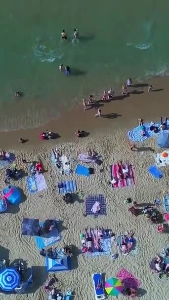 Aerial View Sandy Beach England Vertical Footage Beach England Bournemouth — Vídeo de Stock