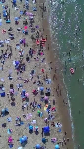 Ngiltere Deki Sandy Beach Hava Görüntüsü Bournemouth City Deki Ngiltere — Stok video