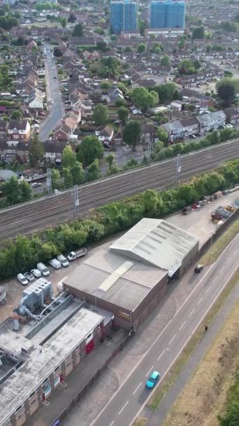 Aerial Footage Railway Station Luton City England Full Clouds Day — 비디오